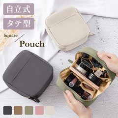 自立収納8仕切りポーチ|5秒メイク完結×完全防水|朝の時短術×通勤×旅行兼用【ディアドリス】