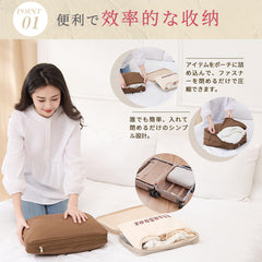 トラベルポーチ|ファスナー1秒圧縮|収納50%削減|撥水ナイロン素材×両面仕分け設計|多色展開【ディアドリス】